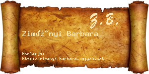 Zimányi Barbara névjegykártya