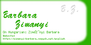 barbara zimanyi business card